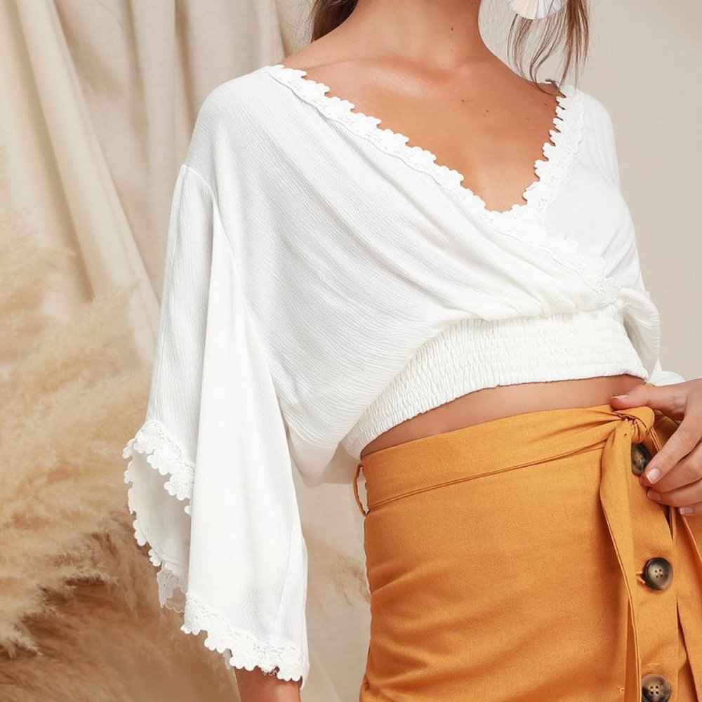 Lulus Pacifica White Lace Crop Top
